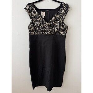 Suzi Chin for Maggy Boutique Black Cocktail Dress with Lace Overlay size 14